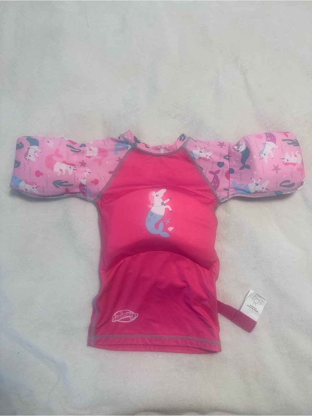 SwimWays Girls' Pink Mermaid Rashguard Float Top